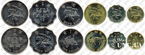 Підборка монет: 5, 2, 1 доллар, 50, 20, 10 центов