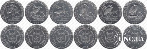 Підборка монет: 5 франків - 6 монет Al