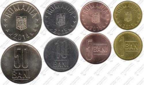 Підборка монет: 50, 10, 5, 1 бані