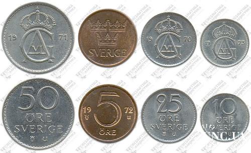Підборка монет: 50, 25, 10, 5 эре