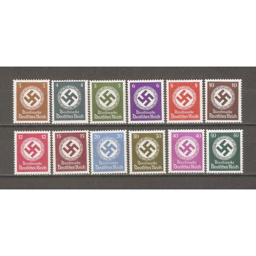 1942–1944 гг., Третий рейх, Германия, официальные марки (Mi. 166–177, серия**, CV $60)