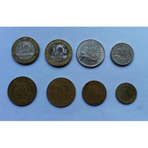 Франция 8 монет Разные номиналы, разные годы