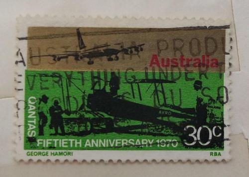 Австралия 1970 г - 50 лет авиакомпании QANTAS Airways