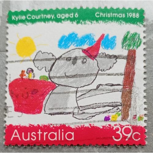 Австралия 1988 г - Рождество. Детские рисунки, гаш
