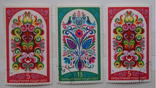 Болгария 1982 г - Фрески с цветочным узором , 4 шт (см.фото)