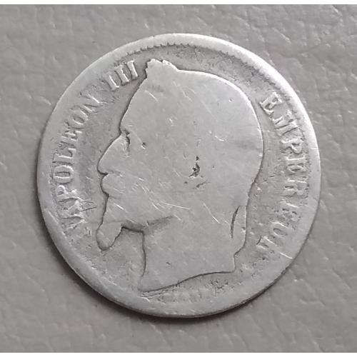 Франция 1 франк, 1866 г, серебро