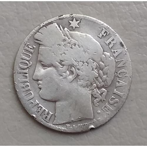 Франция 1 франк, 1871 г "A", серебро