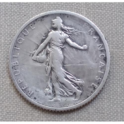 Франция 1 франк, 1916 г, серебро