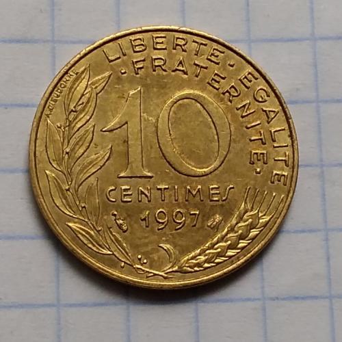 Франция 10 сантимов,   1997 г