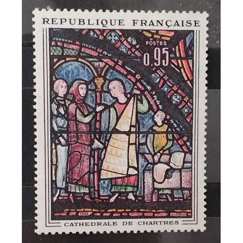 Франция 1963 г -  Искусство, витраж Кафедральный собор в Шартре