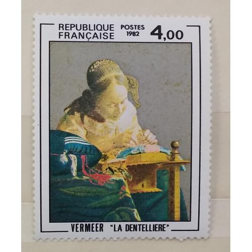 Франция 1982 г - Вермеер «Кружевница», Лувр, Париж, негаш