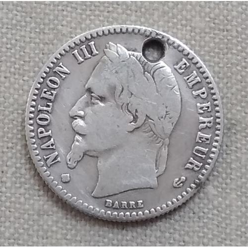 Франция 50 сантимов, 1867 г "BB", серебро