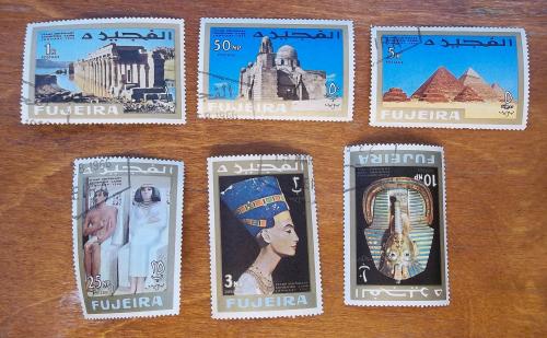 Фуджейра 1966 г - Международная выставка марок, Каир, 100-летие египетских марок  9 шт (см.фото)