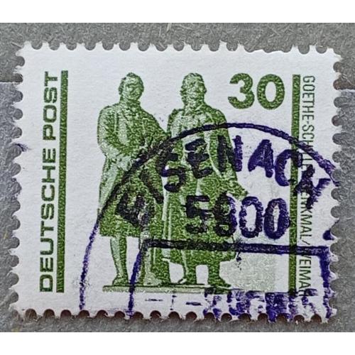 ГДР 1990 г - Памятник Гете и Шиллеру, Веймар, гаш
