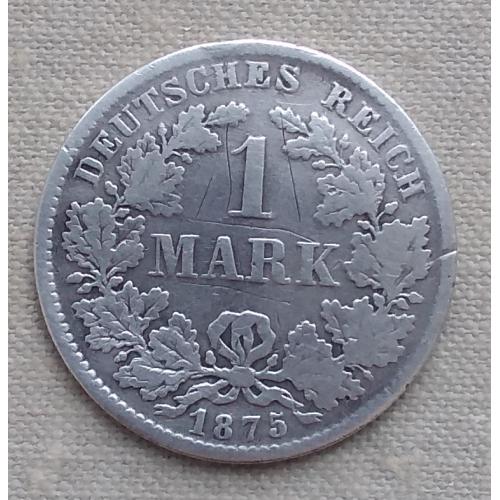Германия 1 марка, 1875 г, "D" - Мюнхен, серебро