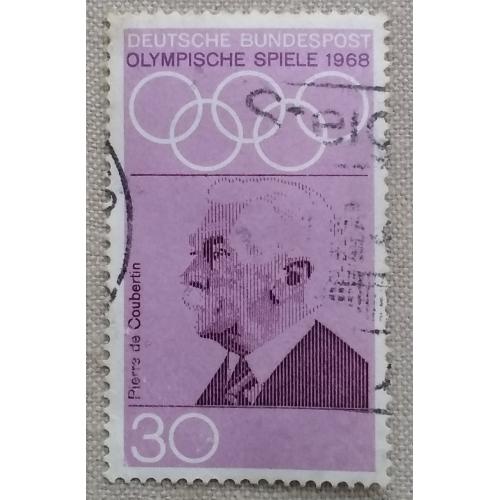 Германия 1968 г - Пьер де Кубертен (1863-1937), основатель Олимпийских игр, гаш