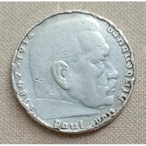 Германия - Третий рейх 2 рейхсмарки, 1939 г, серебро