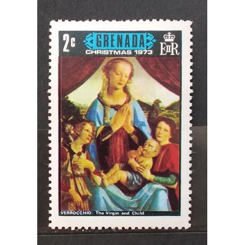 Гренада 1973 г - Рождество. Богородица с младенцем Верроккьо
