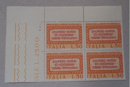  Италия 1974 г - 2000 лет со дня смерти Варрона Реатинского, квартблок, поле слева