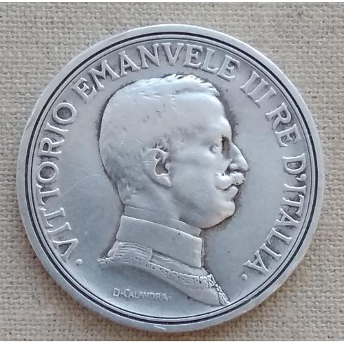 Италия 2 лиры, 1914 г, серебро