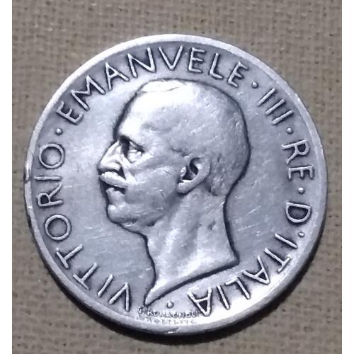 Италия 5 лир, 1928 г, серебро