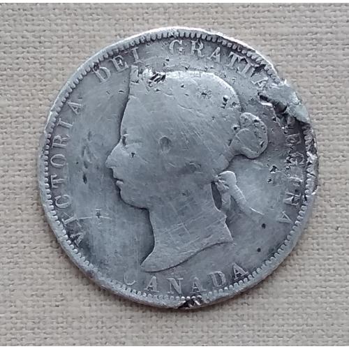 Канада 25 центов, 1886 г, серебро 