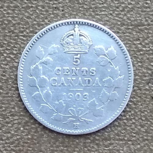 Канада 5 центов, 1903 г "H", серебро