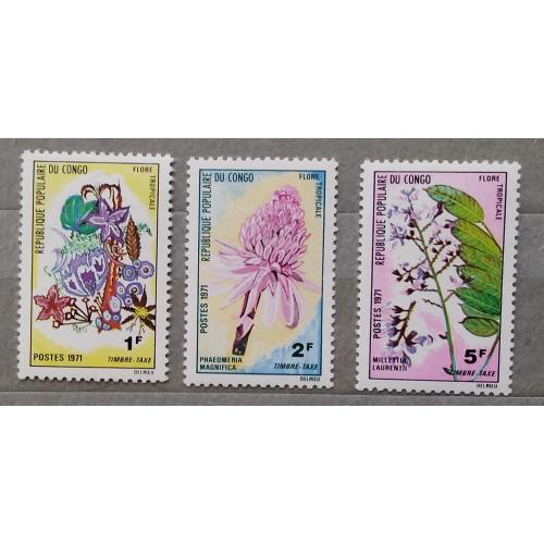Конго, респ. 1971 г - Доплатные марки. Тропические цветы