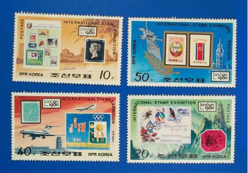 Корея 1980 г - Международная выставка марок "Лондон 1980", Лондон, Марки на марках, 5 шт (см.фото) 