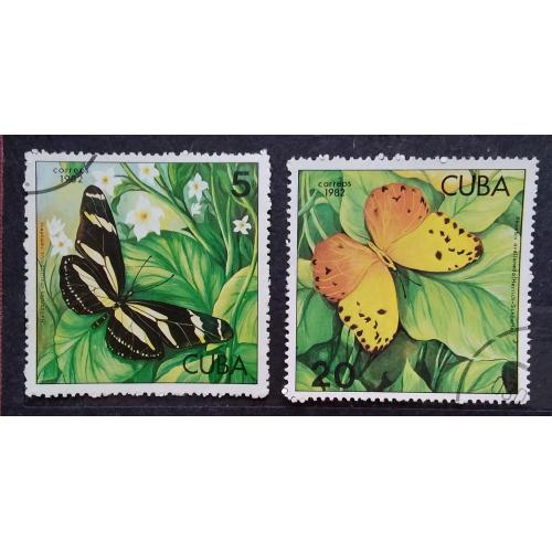 Куба 1982 г -  бабочки, 3 шт (см.фото)