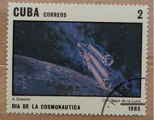 Куба 1985 г - День космонавтики. А.Соколов. «На орбите вокруг Луны»