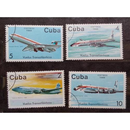 Куба 1988 г - Трансатлантические рейсы авиакомпании Cubana Airlines, 4 шт