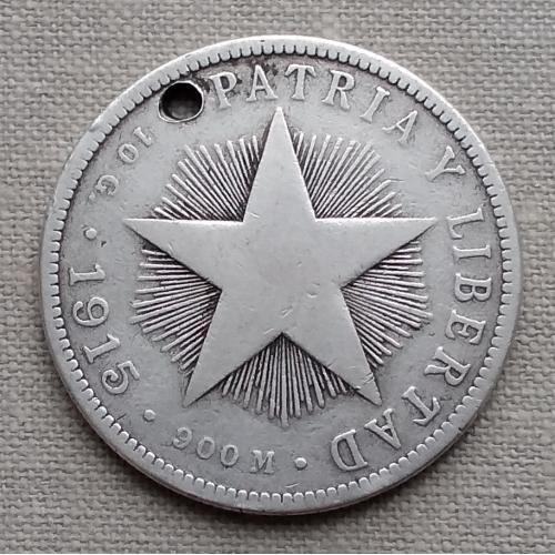 Куба 40 сентаво, 1915 г, серебро