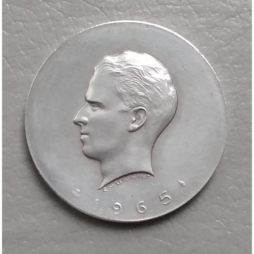 Медаль 1000 летие чеканки монет в Брюсселе,  1965 г, король Бодуэн I, серебро