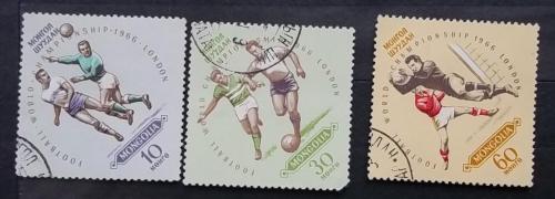 Монголия 1966 г - Чемпионат мира по футболу, Англия, 4 шт (см.фото 1 негаш+3 гаш)
