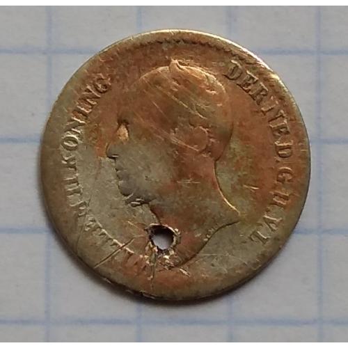 Нидерланды 10 центов, 1849 г .  Точка после даты
