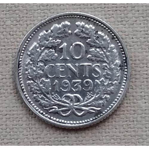 Нидерланды 10 центов, 1935 г, серебро