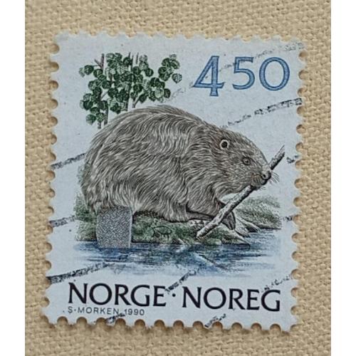 Норвегия 1990 г - Норвежская фауна, гаш, 2 шт (см.фото)