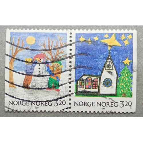 Норвегия 1990 г - Рождественские марки, гаш., 3 шт (см.фото)