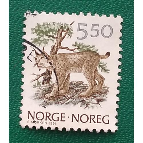 Норвегия 1991 г - Норвежская фауна, Рысь, гаш