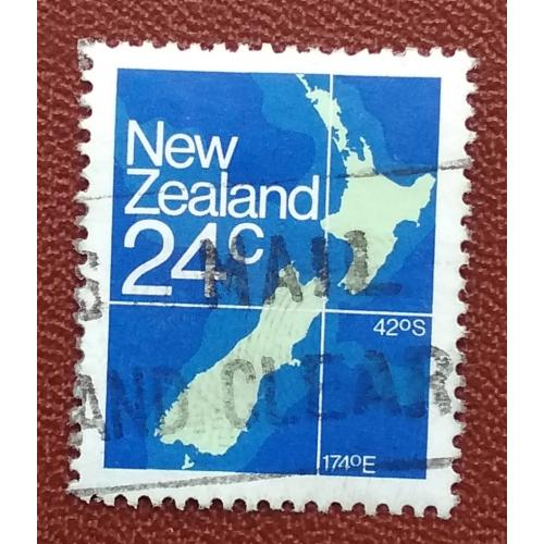 Новая Зеландия 1982 г - Карта Новой Зеландии, гаш