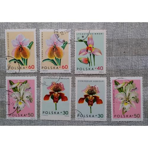 Польша 1965 г - Орхидеи, 10 шт (см.фото)