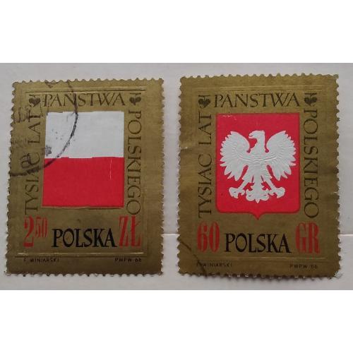 Польша 1966 г - 1000 лет Польше, гаш, 4 шт (см.фото)