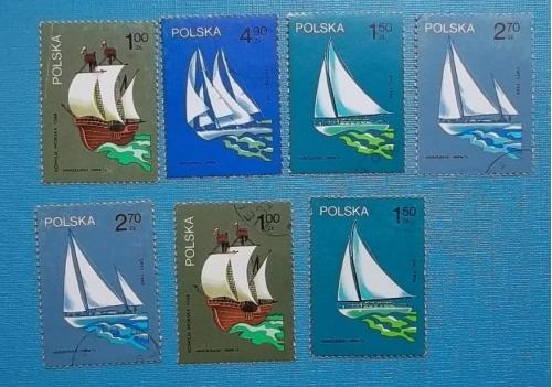 Польша 1974 г - парусные корабли, 12 шт (см.фото)