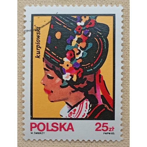 Польша 1983 г - Народные костюмы. Курпье (Kurpiowski), гаш