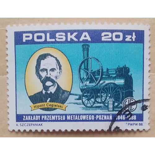 Польша 1988 г - Промышленник Хиполит Цегельский, паровоз 1883 г.