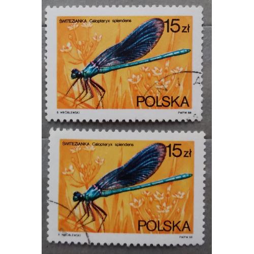 Польша 1988 г - Стрекозы. Красотка блестящая (Calopteryx splendens)