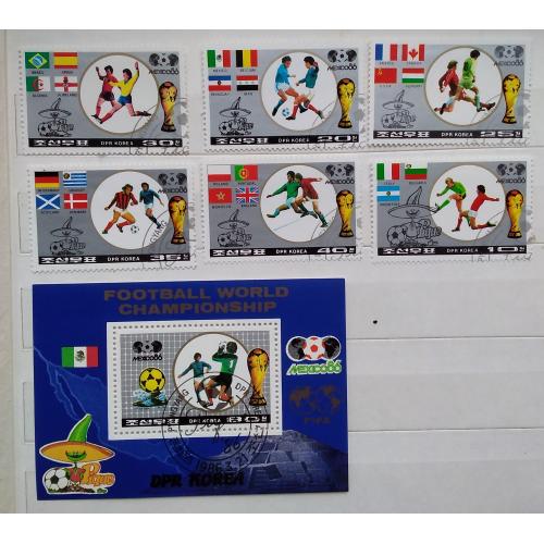 Северная Корея 1986 г - Чемпионат мира по футболу, Мексика, марки+блок