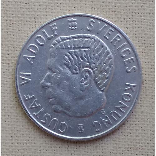 Швеция 1 крона, 1953 г    серебро 