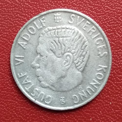 Швеция 1 крона, 1953 г, серебро